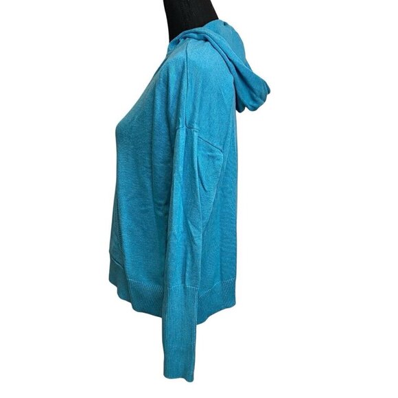 Cabi Style 5835 Size Large Blue Hooded Knit Sweater Pouch Pocket Long Sleeves - Picture 5 of 7